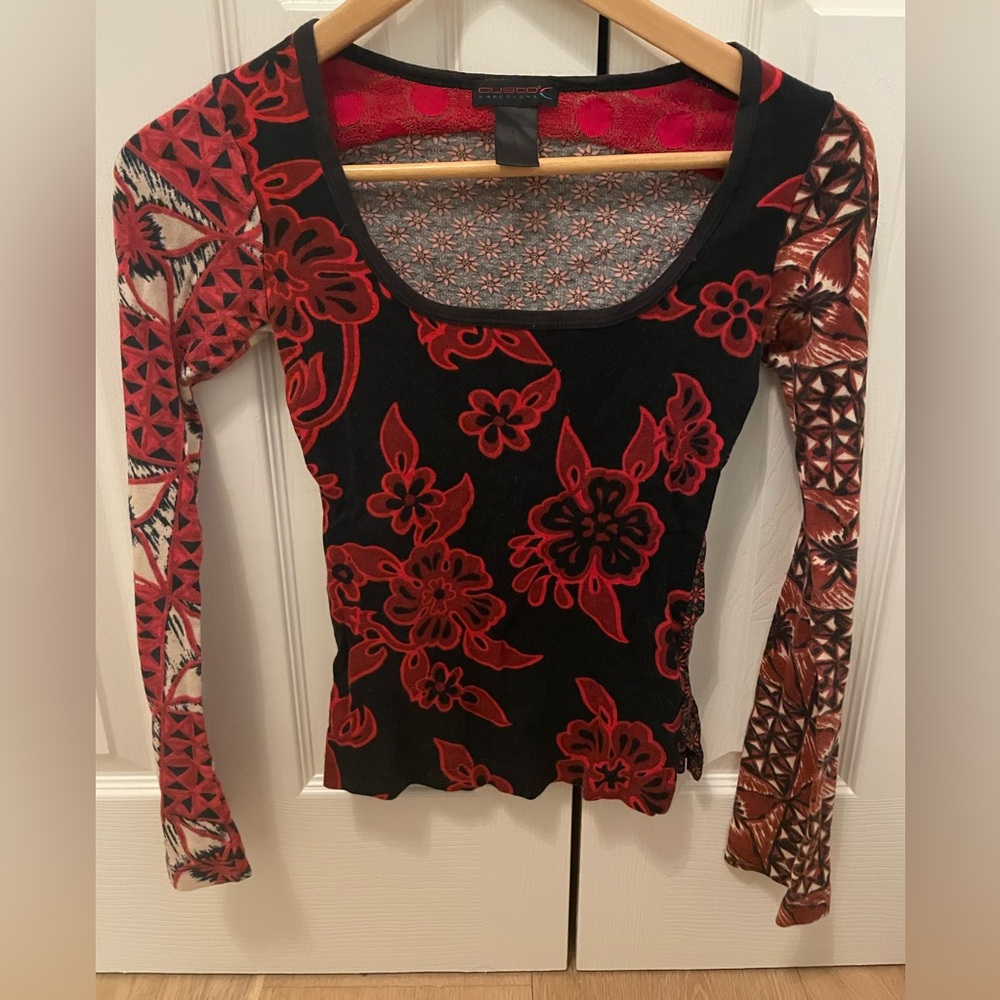 Custo Barcelona Black and Red Floral Blouse